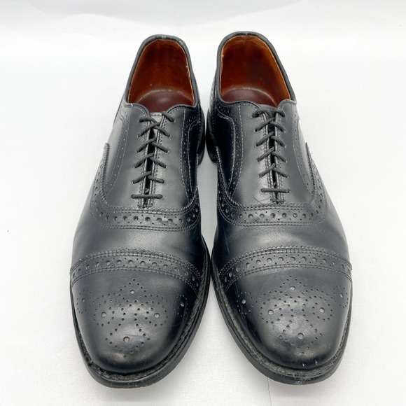Allen Edmonds Mens 10.5 D Strand Cap Toe Oxford Shoes Black Leather Brogue Derby main image 11